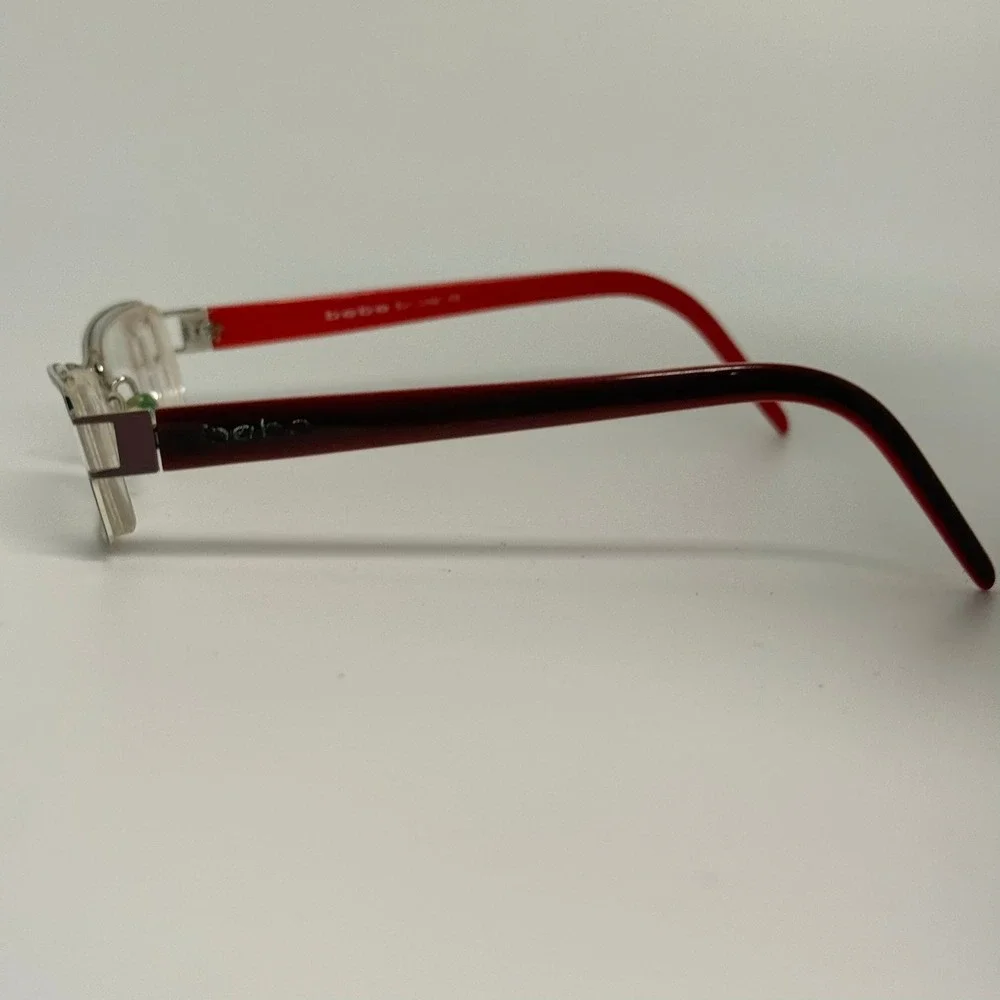 Bebe Eye Liner Eyeglasses Chocolate Cherry Red Rectangular Frames 130mm